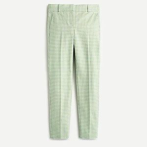 J. Crew Cameron bi-stretch cotton pant in green gingham